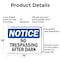 Signmission No Trespassing After Dark OSHA Notice Sign, Aluminum, 14in W x 10in L, 2PK OS-2PACK-NS-A-1014-L-14905 - alternate 3